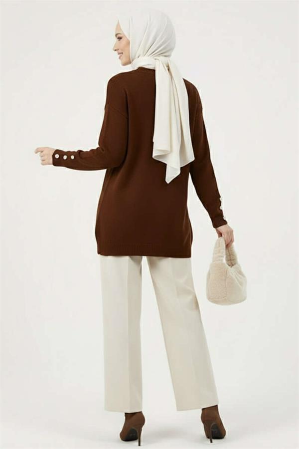 Pearl Collar Bearded Tunic Bitter Brown