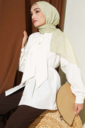 Poplin Shirt with Tie Collar, Ecru