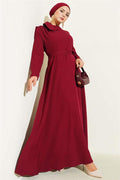 Evening Dress with Collar Piece Detail, Burgundy