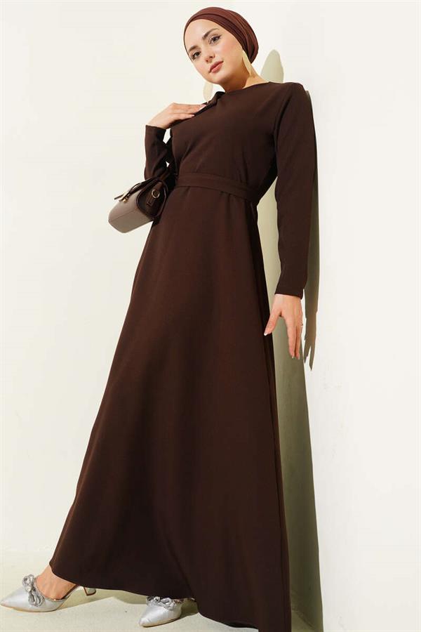 Evening Dress with Collar Piece Detail, Brown