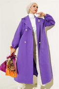Stone Collar Lined Trench Coat Purple