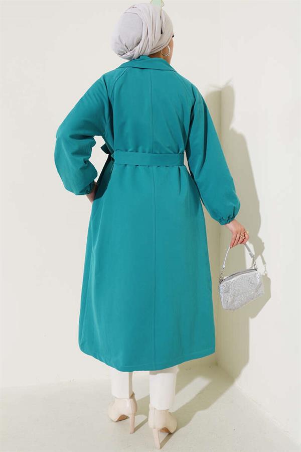 Stone Collar Lined Trench Coat Petrol