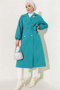 Stone Collar Lined Trench Coat Petrol