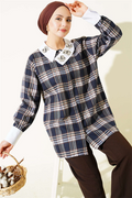Collar Embellished Plaid Shirt Parliament