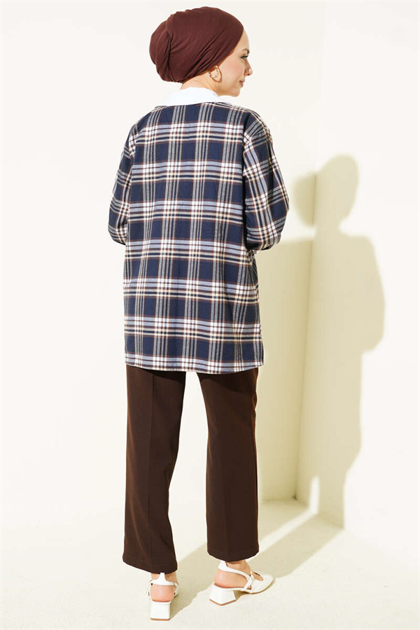 Collar Embellished Plaid Shirt Parliament