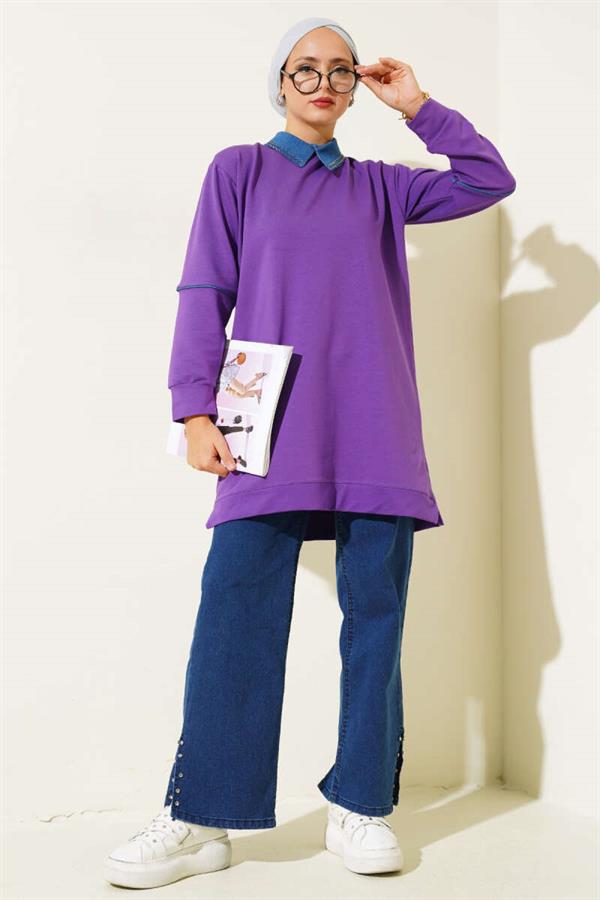 Stone Collar Two Thread Tunic Violet