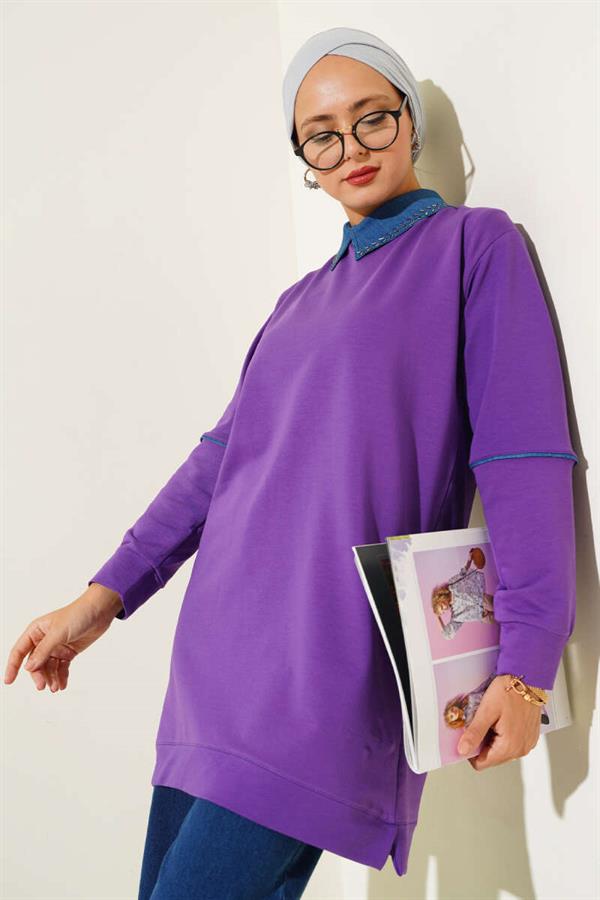 Stone Collar Two Thread Tunic Violet