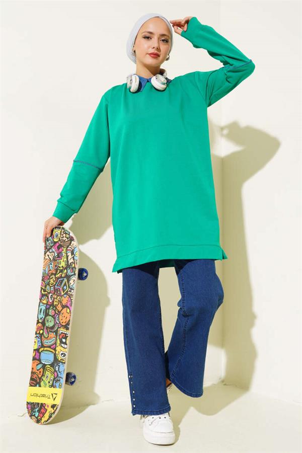 Stone Collar Two Thread Tunic Green