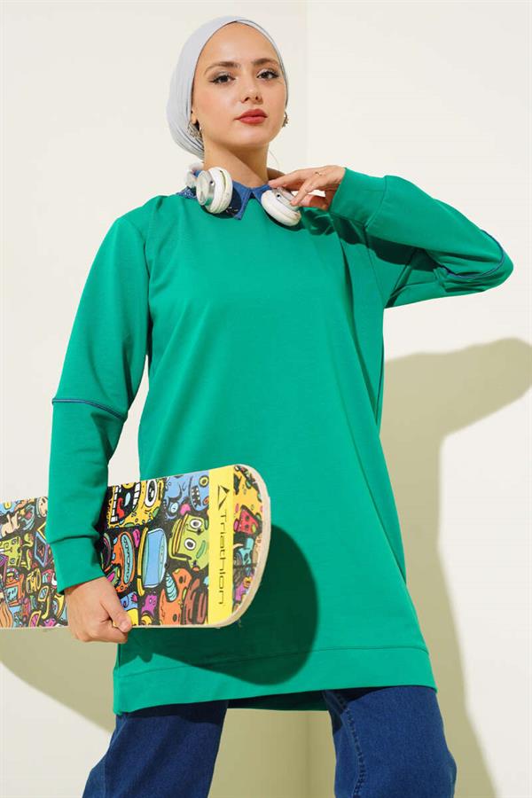 Stone Collar Two Thread Tunic Green
