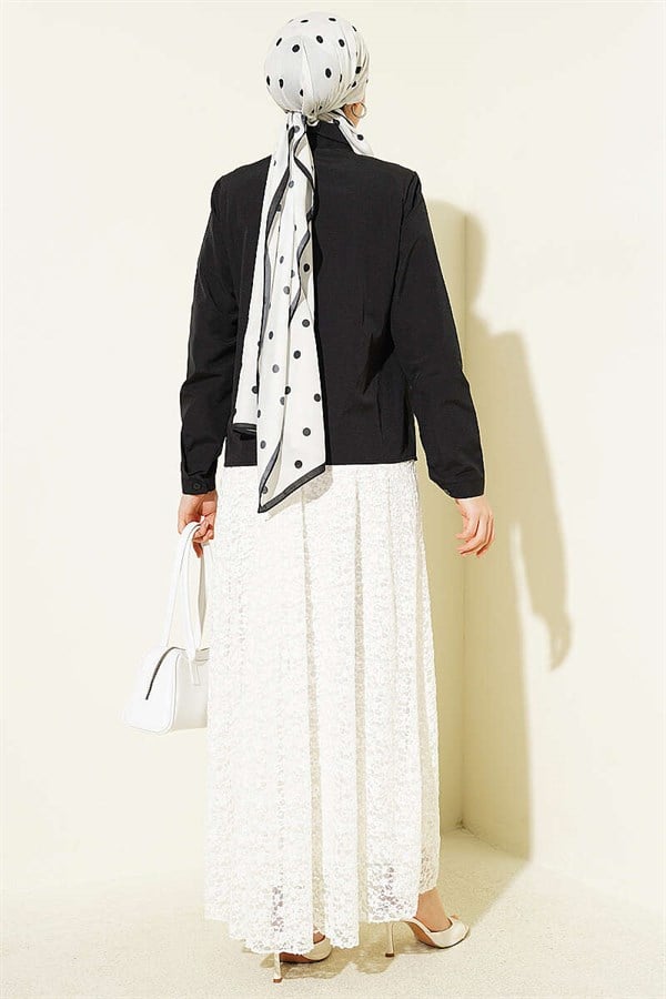 Black Short Shirt with Embellished Collar