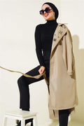 Stone Collar Belted Trench Coat Khaki