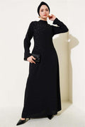 Collar and Shoulder Stoned Plus Size Crepe Dress Black