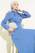 2 Piece Set with Tie-Neck Skirt, Indigo