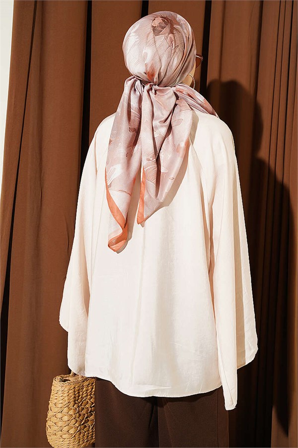 Tunic with Gathered Neckline, Beige