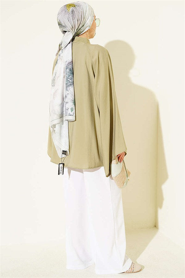 Tunic with Gathered Neckline, Light Green