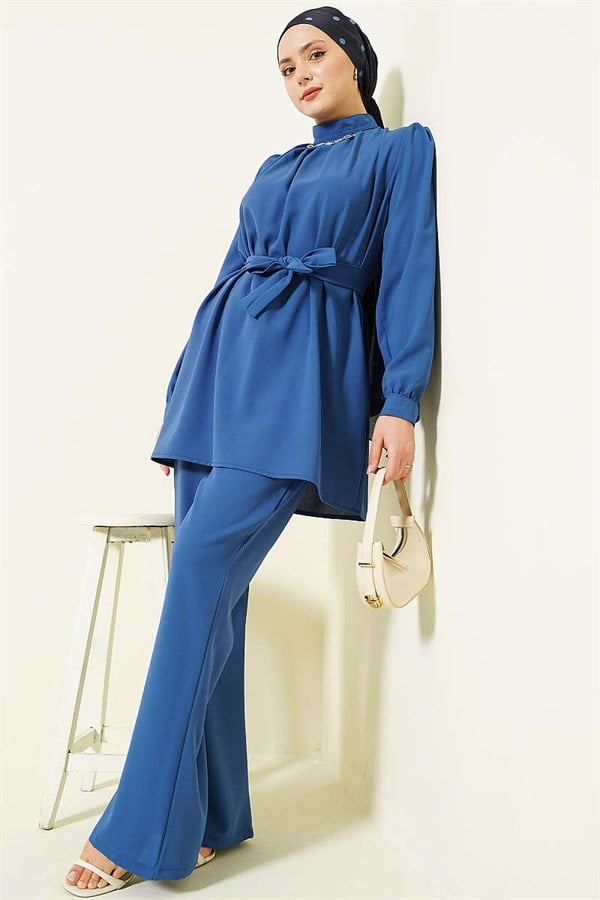 Indigo Tunic 2 Piece Set with Necklace Collar