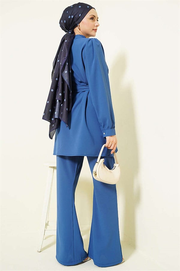 Indigo Tunic 2 Piece Set with Necklace Collar