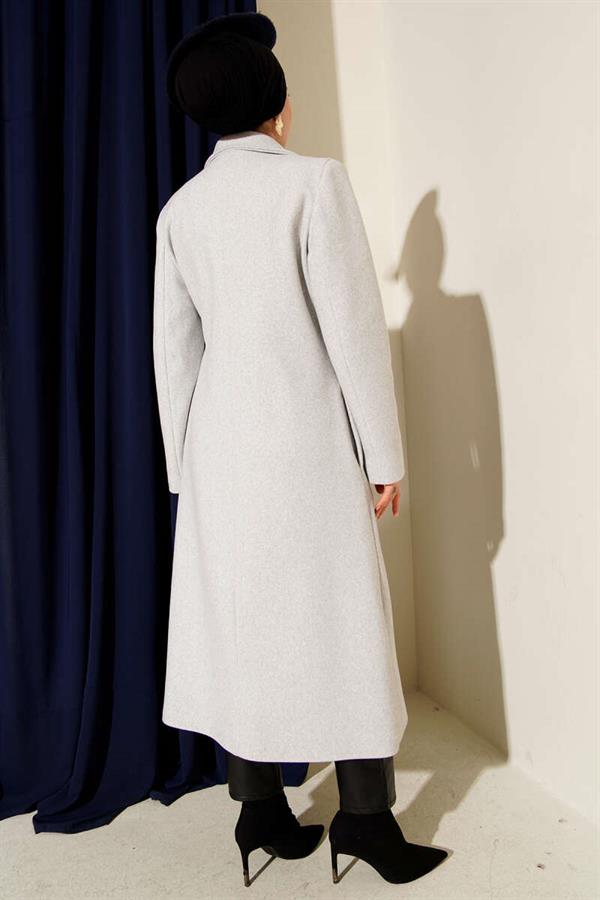 Side Laced Cashmere Coat Gray