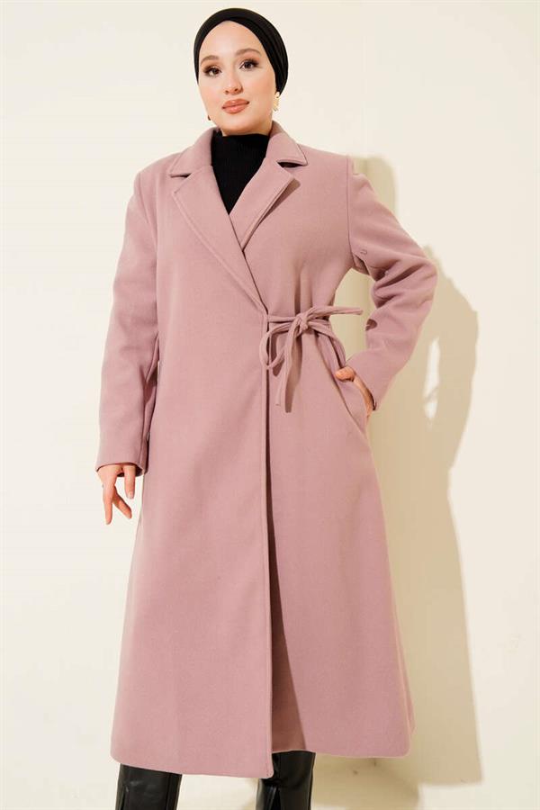 Side Tied Cashmere Coat Powder