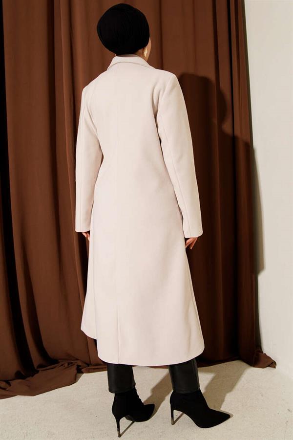 Side Laced Cashmere Coat Stone