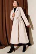 Side Laced Cashmere Coat Stone