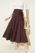 Side Tie Detail Skirt, Brown