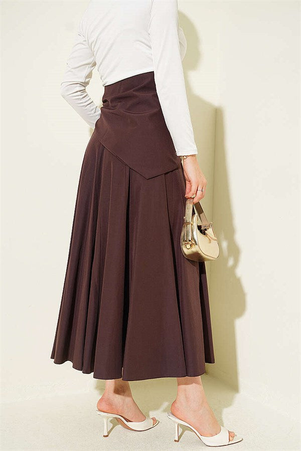 Side Tie Detail Skirt, Brown
