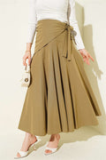 Side Tie Detail Skirt in Olive Green