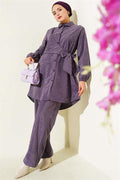 Side Tie Velvet Ribbed 2 Piece Set Lilac