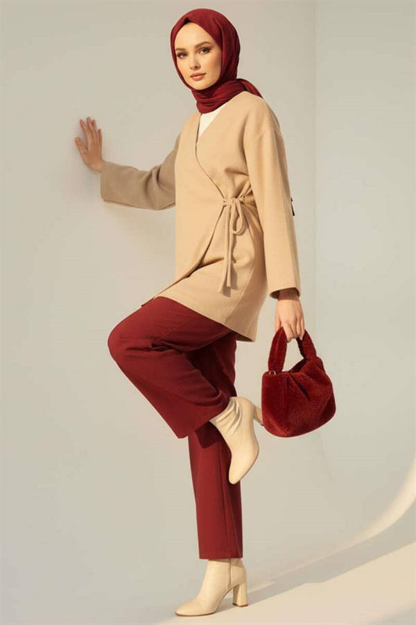Side Tie Cashmere Jacket Beige