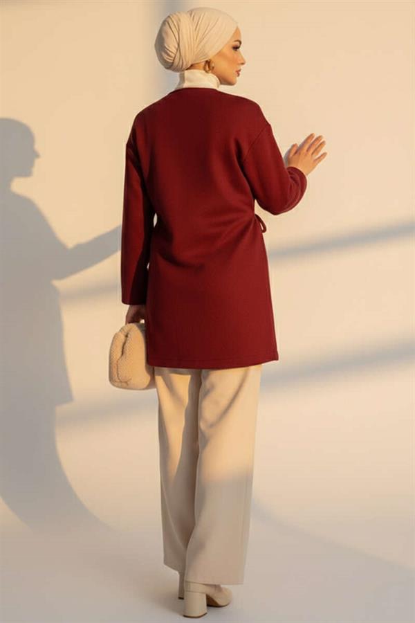 Side Tie Cashmere Jacket Burgundy