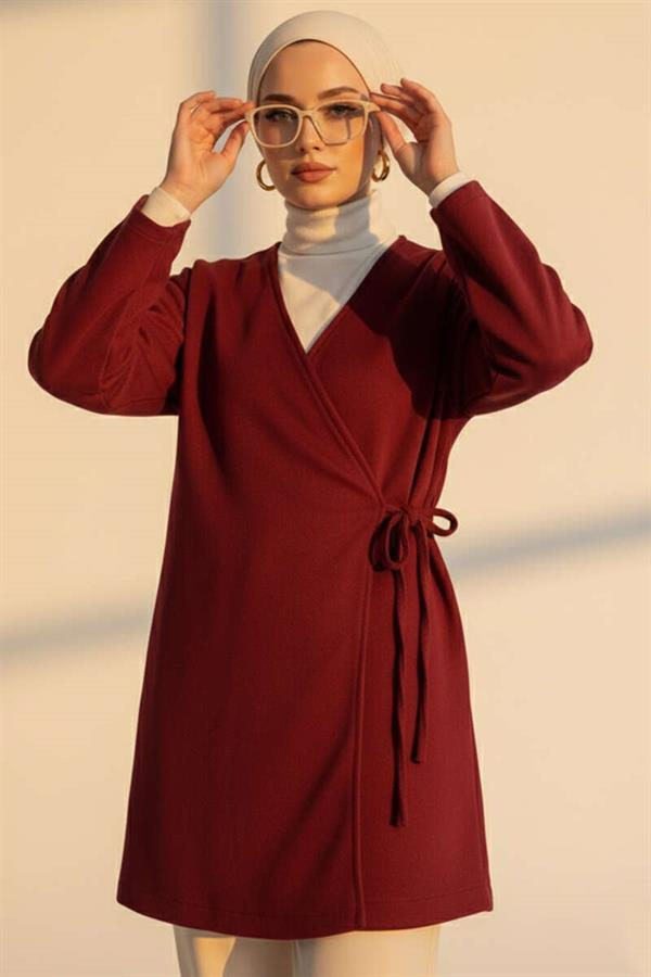 Side Tie Cashmere Jacket Burgundy