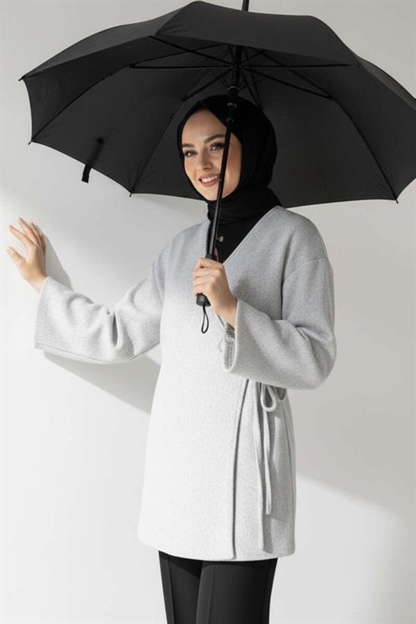 Side Tie Cashmere Jacket Gray