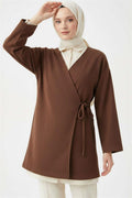 Side Tie Cashmere Jacket Brown