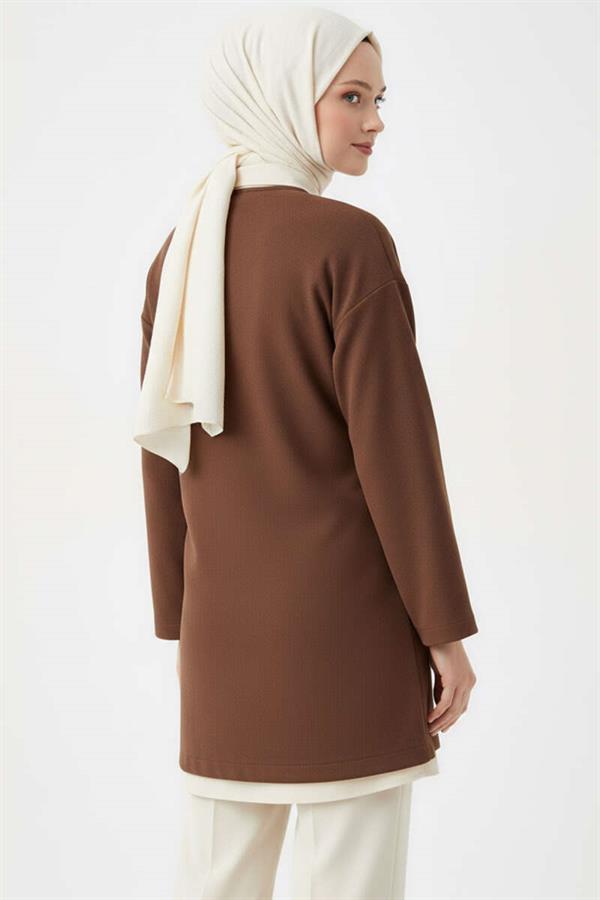 Side Tie Cashmere Jacket Brown