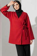 Side Tie Cashmere Jacket Red