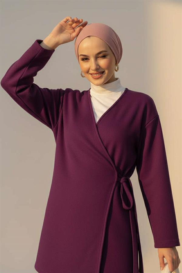 Side Tie Cashmere Jacket Purple