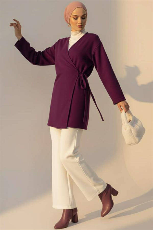 Side Tie Cashmere Jacket Purple