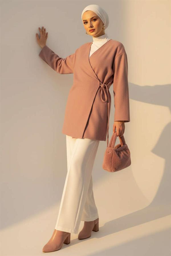 Side Tie Cashmere Jacket Powder
