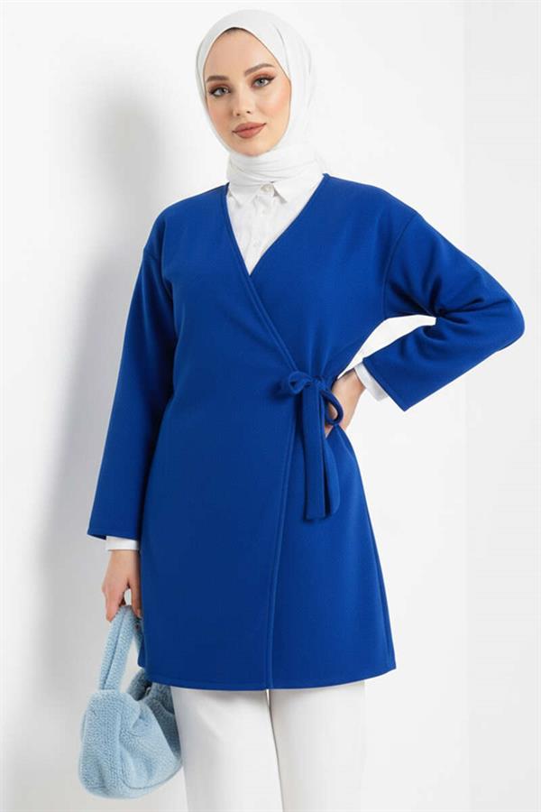 Side Tie Cashmere Jacket Saxe