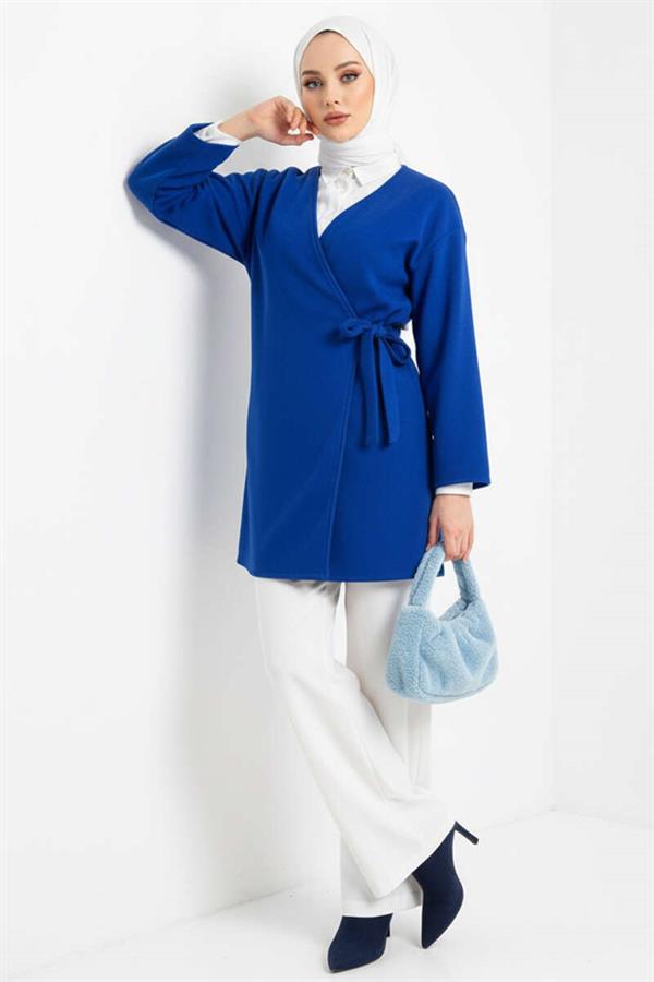 Side Tie Cashmere Jacket Saxe