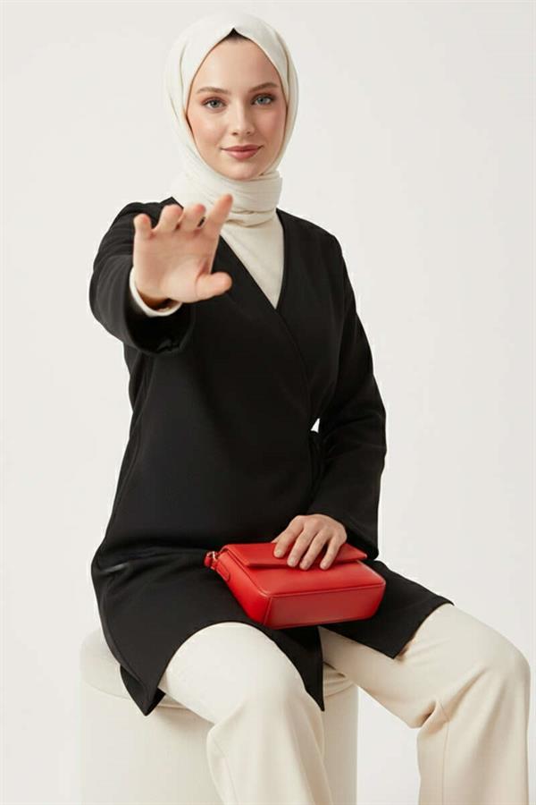 Side Tie Cashmere Jacket Black