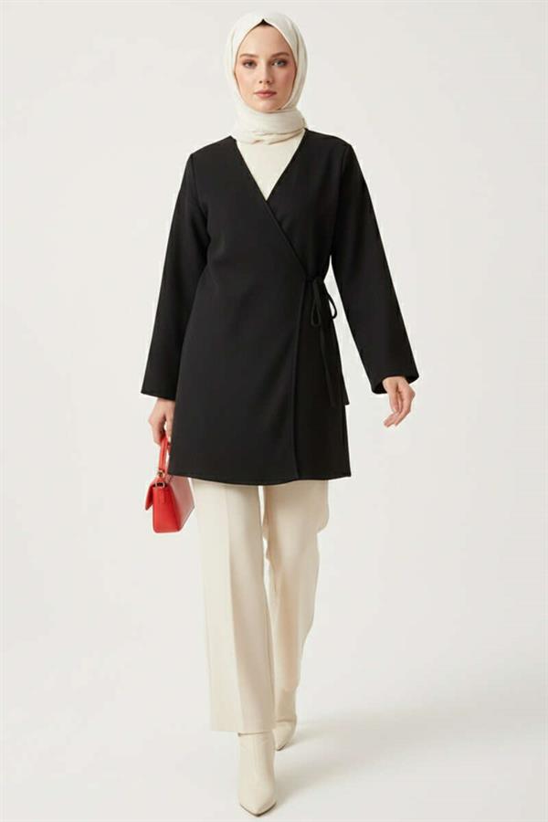 Side Tie Cashmere Jacket Black