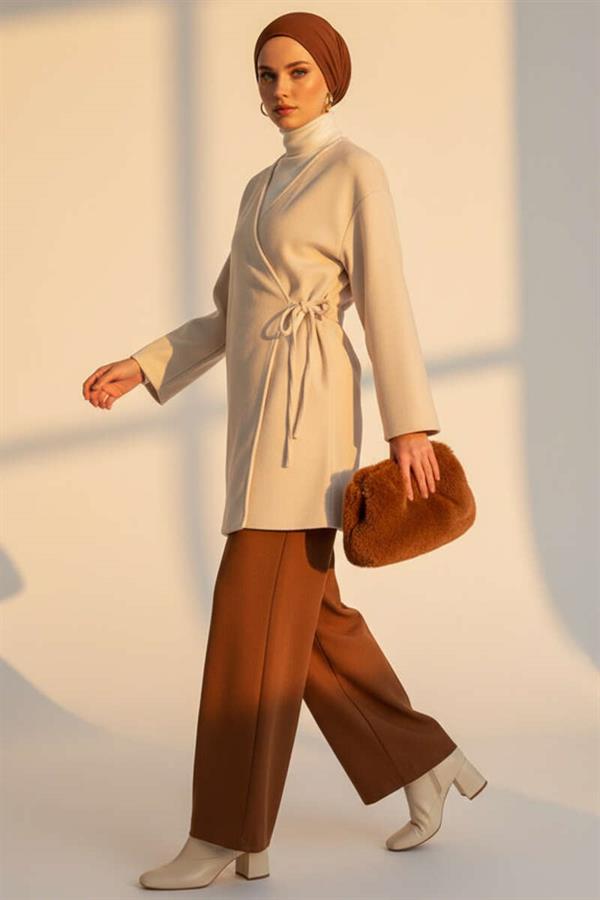 Side Tie Cashmere Jacket Stone
