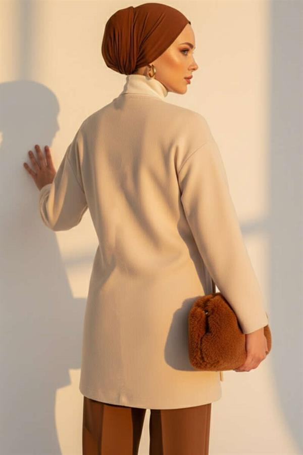 Side Tie Cashmere Jacket Stone