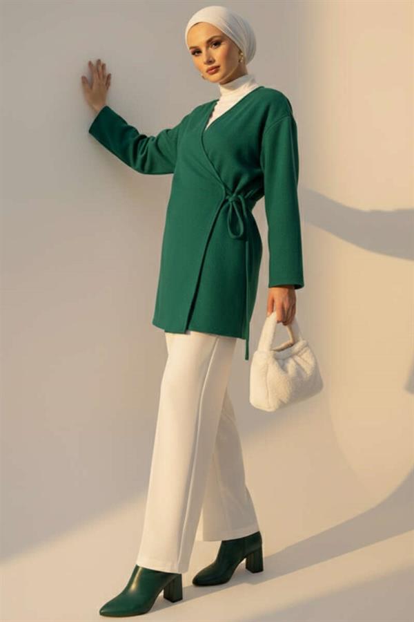 Side Tie Cashmere Jacket Emerald