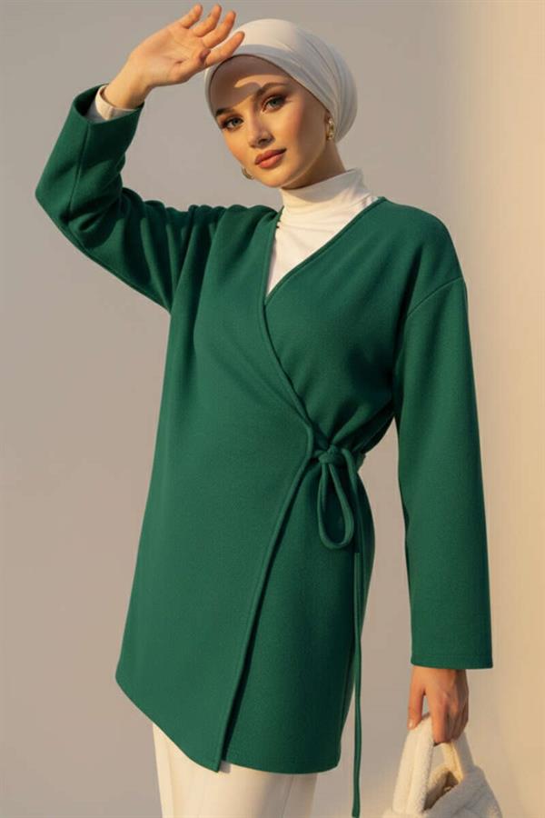 Side Tie Cashmere Jacket Emerald