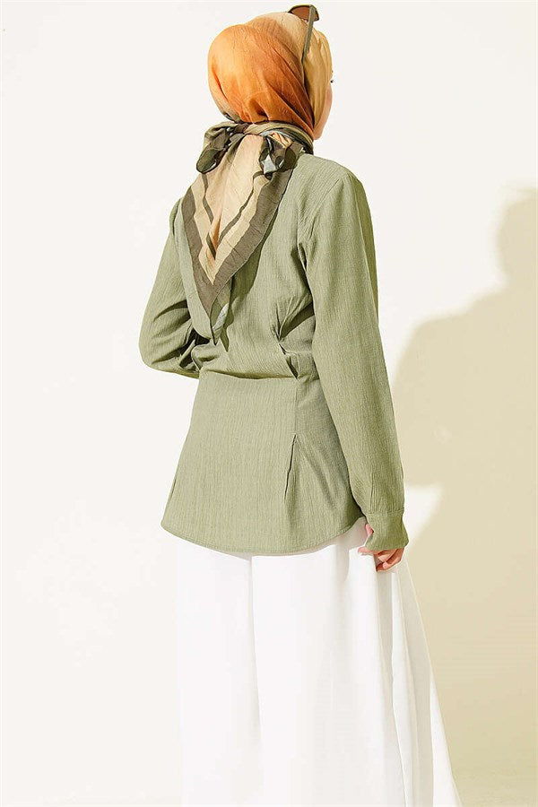 Shirt with Side Waist Darts, Light Green