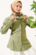 Shirt with Side Waist Darts, Light Green