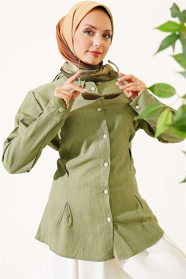 Shirt with Side Waist Darts, Light Green
